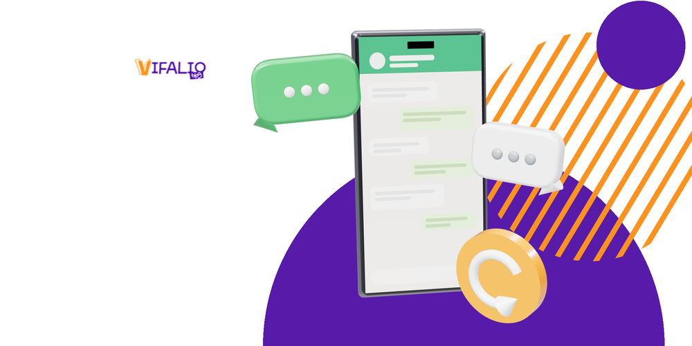 Celular com conversa e seta de restaurar