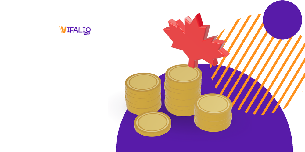 Coins and a red maple leaf