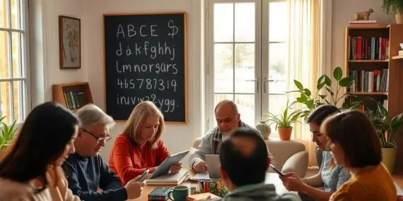 Aplicativo de alfabetização para adultos para aprender em casa